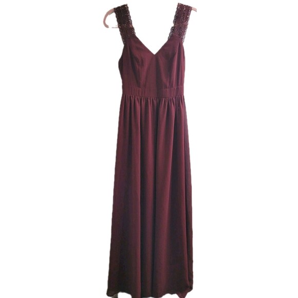 Lulus Passionate Promise XS Burgundy Lace Maxi Dress Evening Gown 67945 Holiday - Picture 1 of 8